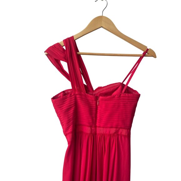 BCBGMaxAzria Red Formal Maxi Dress Sz 0 Ruffle Chiffon Holiday Event Prom Party - Picture 7 of 11